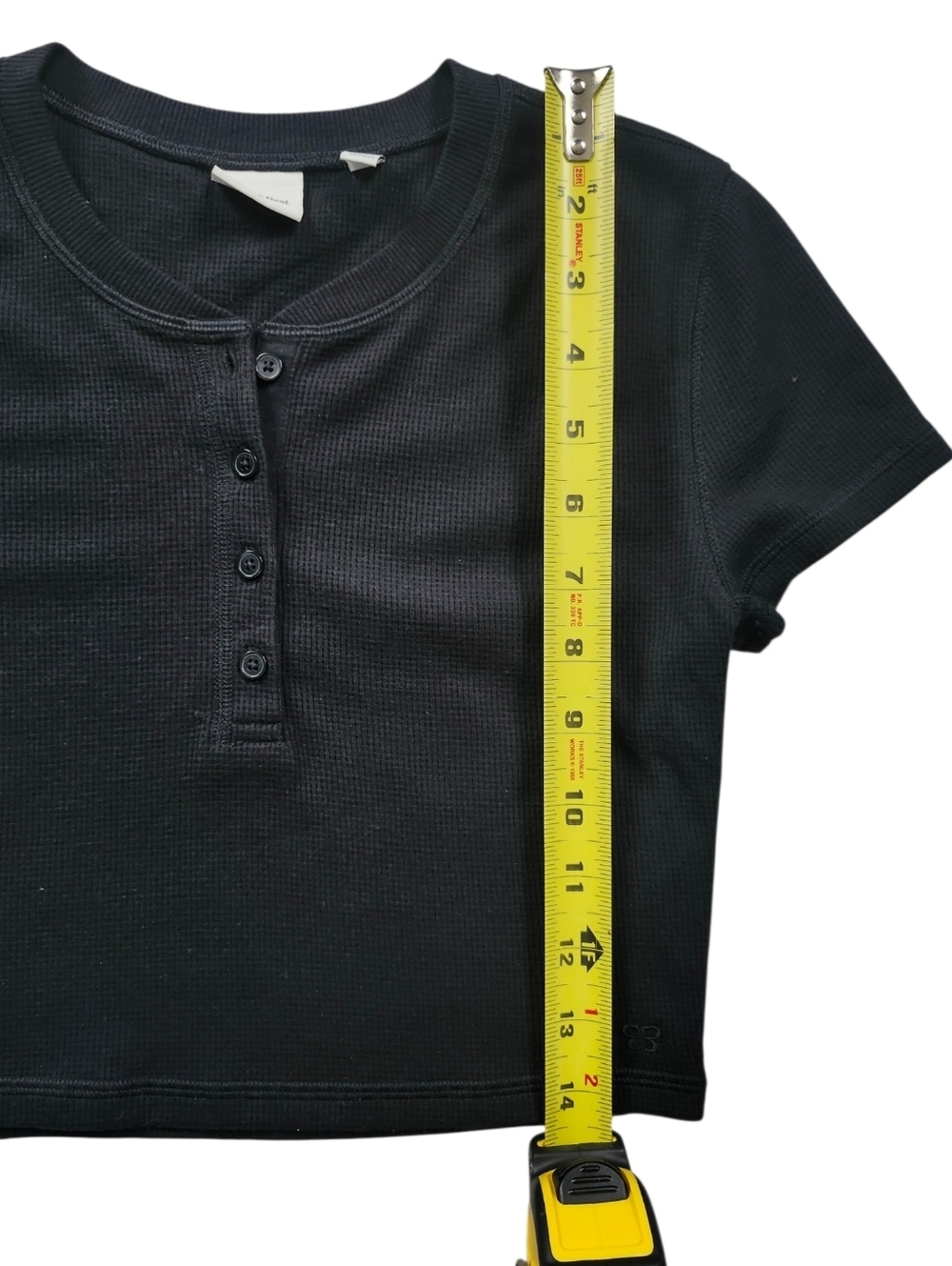 Aritzia Sunday Best Black Waffle Henley Baby Tee – Size XS - Picture 9 of 10